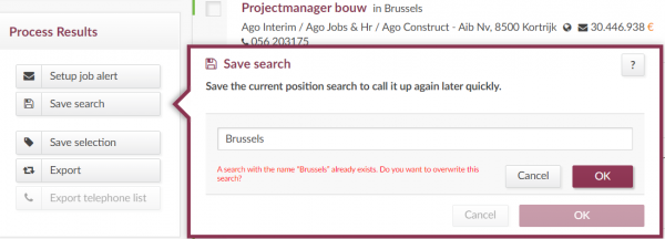 saved-searches Saved search overwrite Function